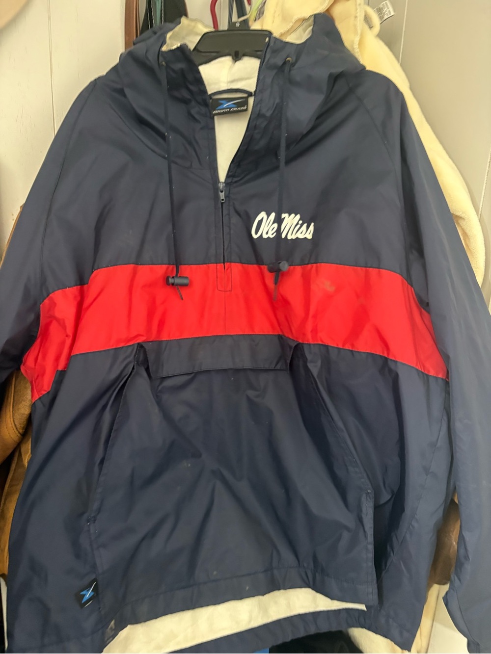 Ole Miss Navy and Red Windbreaker Pullover